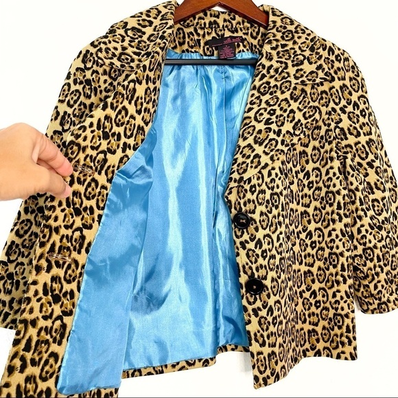 Willi Smith vintage cheetah animal print 3/4 sleeves blazer jacket size 8 - Picture 8 of 9